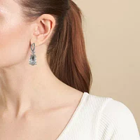 Sparkle Allure Pure Silver Over Brass Crystal Drop Earrings
