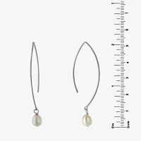 Silver Treasures Threader Cultured Freshwater Pearl Sterling Silver Drop Earrings