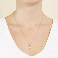 Silver Treasures Sterling Silver Cubic Zirconia Cross Pendant Necklace