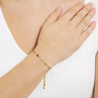 Silver Reflections Guardian Eye Multi Color Gold Tone Evil Eye Round Bolo Bracelet
