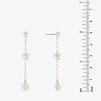 Silver Treasures Simulated Pearl Sterling Silver Drop Earrings