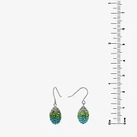 Silver Treasures Womens Purple Crystal Sterling Drop Earrings
