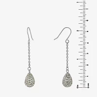 Silver Treasures Crystal Sterling Silver Drop Earrings