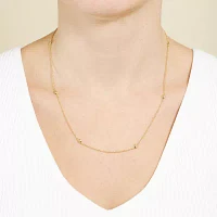 Silver Reflections Cubic Zirconia 24K Gold Over Brass 18 Inch Cable Round Chain Necklace