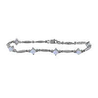 Lab-Created Opal and Diamond-Accent Sterling Silver Bracelet