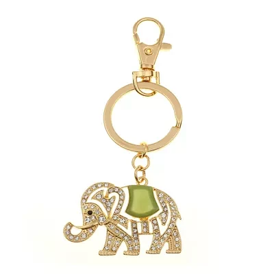 Monet® Gold-Tone & Green Stone Elephant Key Fob