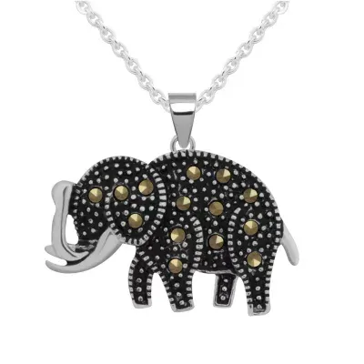 Sparkle Allure Elephant Crystal Pure Silver Over Brass 18 Inch Cable Pendant Necklace