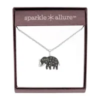 Sparkle Allure Elephant Crystal Pure Silver Over Brass 18 Inch Cable Pendant Necklace