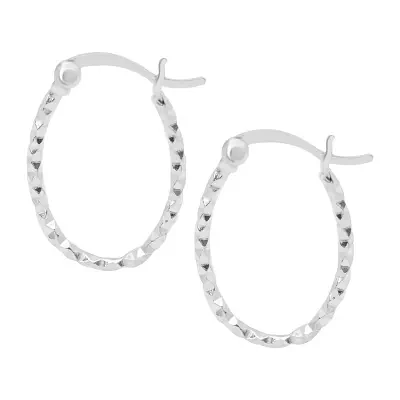 Silver Treasures Womens Sterling Silver 21mm Hoop Earrings
