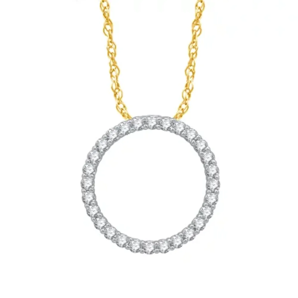 (H-I / I1) Womens 1/2 CT. T.W. Lab Grown White Diamond 10K Gold Circle Pendant Necklace