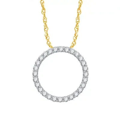 (H-I / I1) Womens 1/2 CT. T.W. Lab Grown White Diamond 10K Gold Circle Pendant Necklace