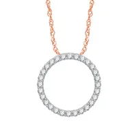 (H-I / I1) Womens 1/2 CT. T.W. Lab Grown White Diamond 10K Rose Gold Circle Pendant Necklace