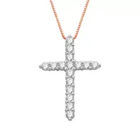 (H-I / I1) Womens 1/2 CT. T.W. Lab Grown White Diamond 10K White, Yellow, or Rose Gold Cross Pendant Necklace