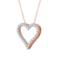 (H-I / I1) Womens 1/2 CT. T.W. Lab Grown White Diamond 10K Rose Gold Heart Pendant Necklace