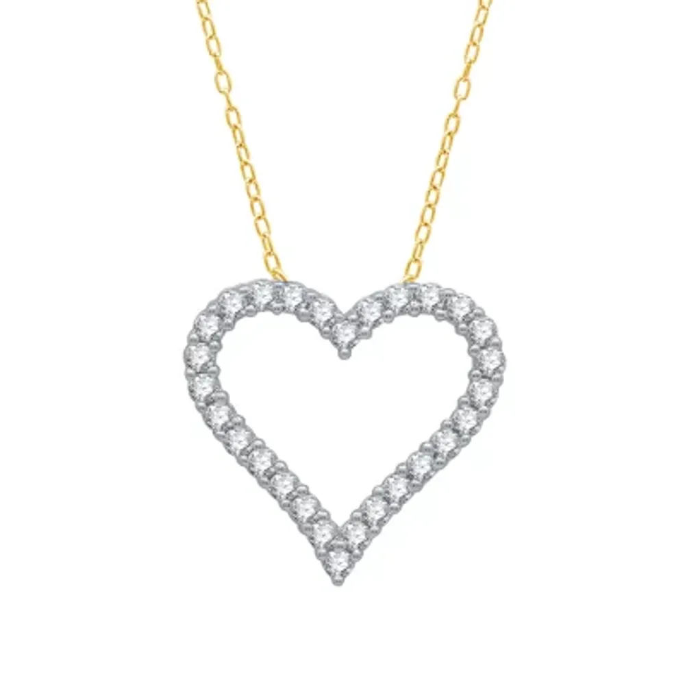 (H-I / I1) Womens 1/2 CT. T.W. Lab Grown White Diamond 10K Gold Heart Pendant Necklaces