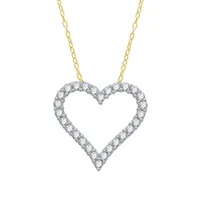 H-I / I1) Womens 1/ CT. T.W. Lab Grown White Diamond 10K Gold Heart Pendant Necklace