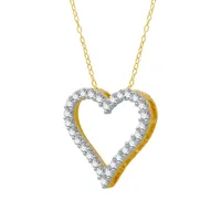 H-I / I1) Womens 1/2 CT. T.W. Lab Grown White Diamond 10K Gold Heart Pendant Necklace