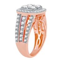 (H-I / I1) Womens 3 CT. T.W. Lab Grown White Diamond 10K Rose Gold Side Stone Engagement Ring