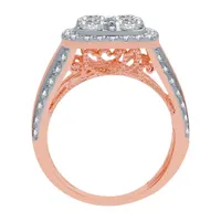 (H-I / I1) Womens 3 CT. T.W. Lab Grown White Diamond 10K Rose Gold Side Stone Engagement Ring