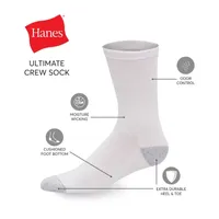 Hanes Ultimate 12 Pair Crew Socks Mens