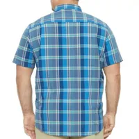 St. John's Bay Big and Tall Mens Classic Fit Short Sleeve Plaid Button-Down Shirt