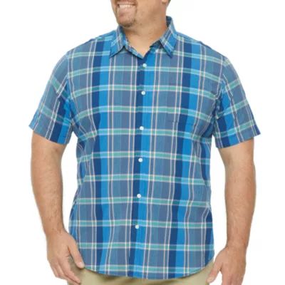 St. John's Bay Big and Tall Mens Classic Fit Short Sleeve Plaid Button-Down Shirt