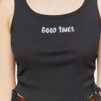 Forever 21 Good Times Side Cinch Womens Juniors Square Neck Sleeveless Tank Top