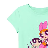 Little & Big Girls Crew Neck Short Sleeve Powerpuff Graphic T-Shirt