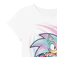 Little & Big Girls Crew Neck Short Sleeve Sonic the Hedgehog Graphic T-Shirt