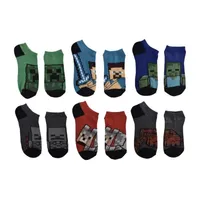 Little & Big Boys 6 Pair Minecraft Multi-Pack No Show Socks