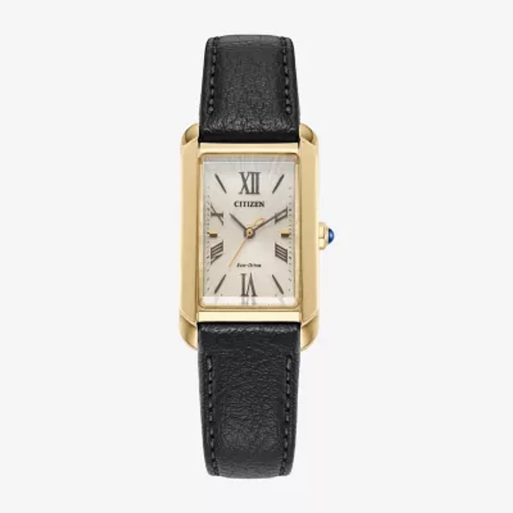 Citizen Womens Black Leather Strap Watch Ew5622-09p