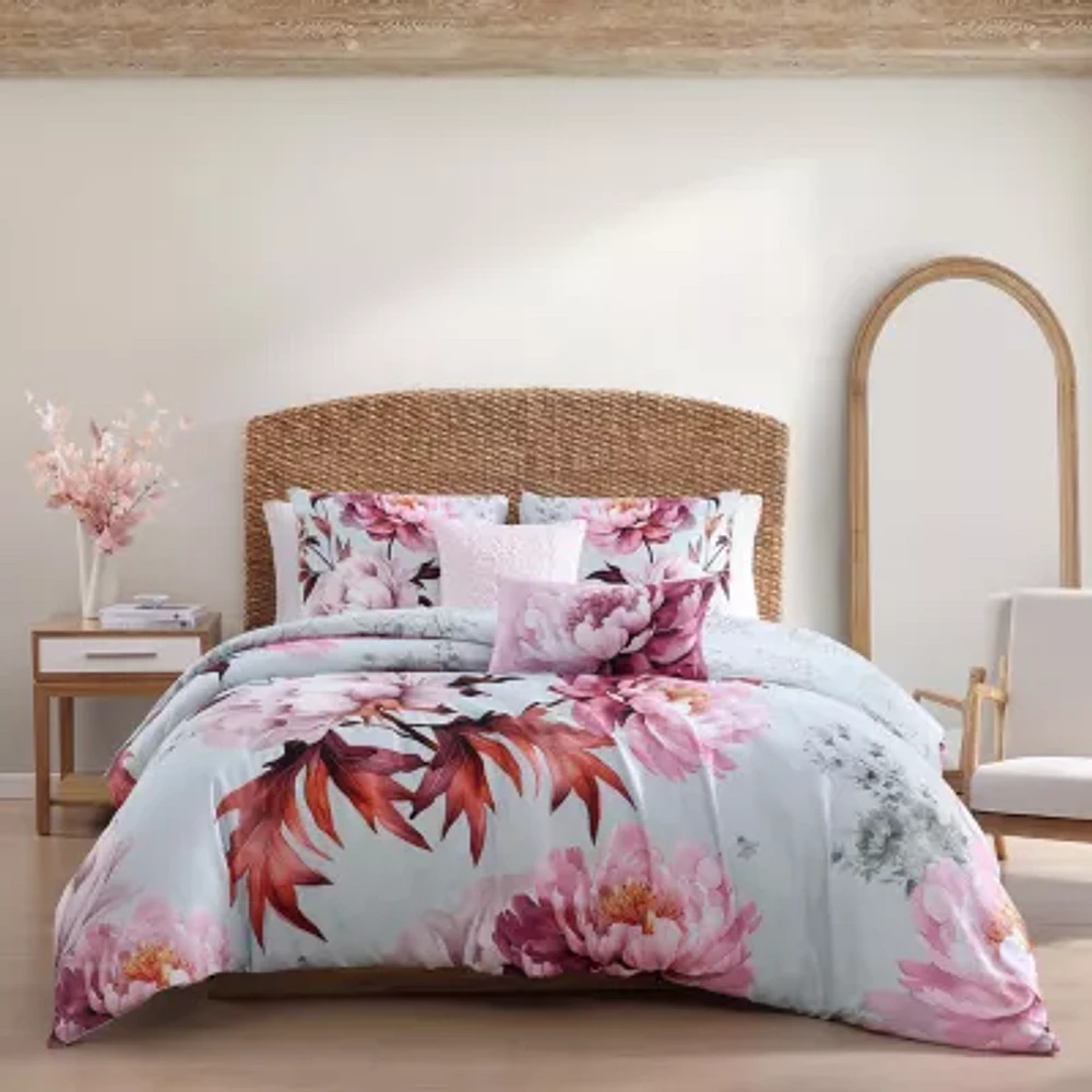 Bebejan Blooming Peonies 5-pc. Midweight Reversible Comforter Set