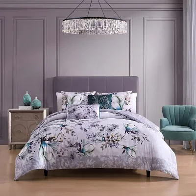 Bebejan Jewel Toned Florals 5-pc. Midweight Reversible Comforter Set