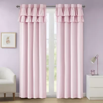 INK+IVY Kids Angie Ruffle Rod Pocket Back Tab 100% Blackout Single Curtain Panel