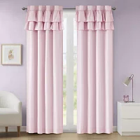 INK+IVY Kids Angie Ruffle Rod Pocket Back Tab 100% Blackout Single Curtain Panel