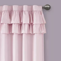 INK+IVY Kids Angie Ruffle Rod Pocket Back Tab 100% Blackout Single Curtain Panel