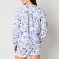 St. John's Bay Tall Womens V Neck Long Sleeve Blouse