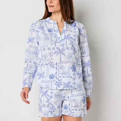 St. John's Bay Tall Womens V Neck Long Sleeve Blouse