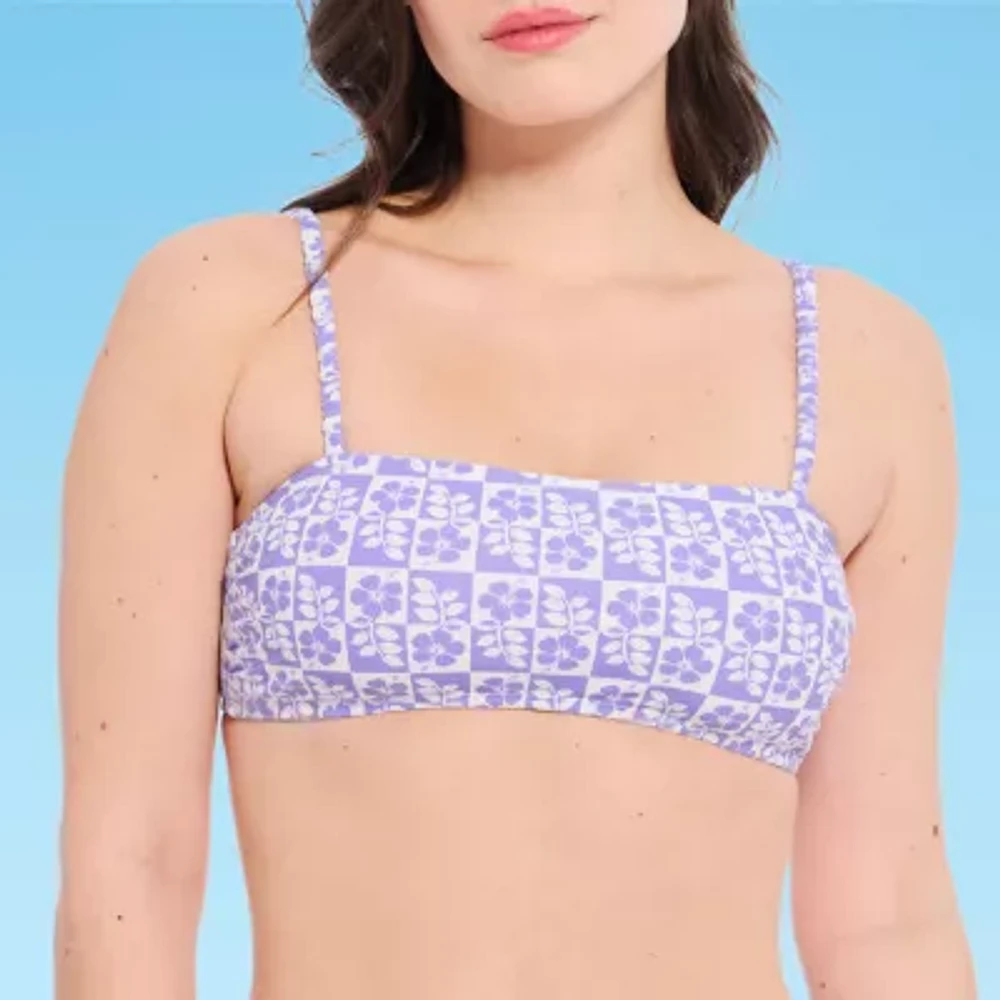 Decree Adjustable Straps Floral Bralette Bikini Swimsuit Top Juniors