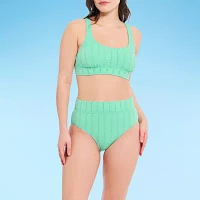 Decree Adjustable Straps Jacquard Bralette Bikini Swimsuit Top Juniors