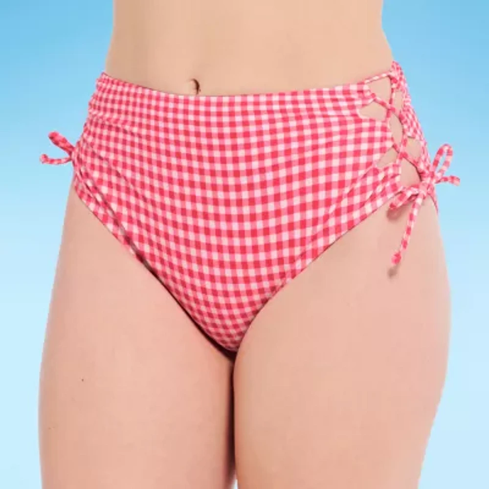 Decree Checked High Waist Bikini Swimsuit Bottom-Juniors