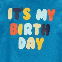 Okie Dokie Baby Boys Birthday Crew Neck Short Sleeve Graphic T-Shirt