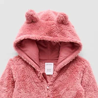 Okie Dokie Sherpa Baby Girls Long Sleeve Jumpsuit