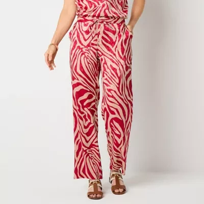 Liz Claiborne Womens Mid Rise Wide Leg Drawstring Pants