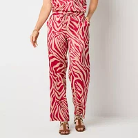 Liz Claiborne Womens Mid Rise Wide Leg Drawstring Pants
