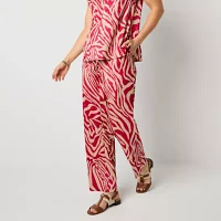 Liz Claiborne Womens Mid Rise Wide Leg Drawstring Pants