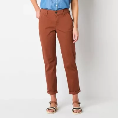 St. John's Bay Women's  Relaxed Fit Girl Friend Chino Pant