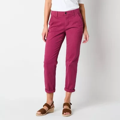 St. John's Bay Women's  Relaxed Fit Girl Friend Chino Pant