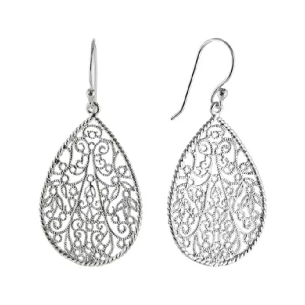 Silver Reflections Pure Silver Over Brass Drop Earrings