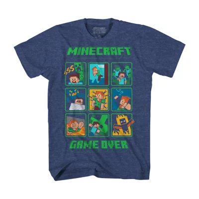 Little & Big Boys Crew Neck Short Sleeve Minecraft Graphic T-Shirt